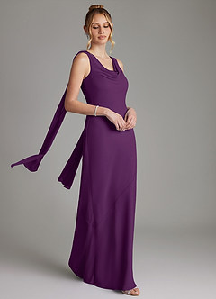 Azazie Essence Bridesmaid Dresses Grape Sheath Chiffon Dress image6