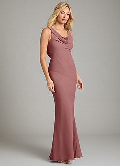 Azazie Rylina Bridesmaid Dresses Desert Rose Mermaid Pleated Chiffon Dress image5
