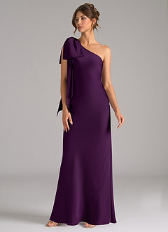 Azazie Capri Bridesmaid Dresses Grape Mermaid One Shoulder Stretch Satin Dress image4