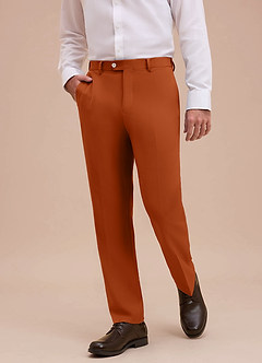 front Ethan Orange Brûlée Pantalon habillé en tissu raffiné