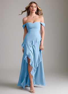 Azazie Sloane Bridesmaid Dresses Powder Blue A-Line Sweetheart Neckline Chiffon Dress image5