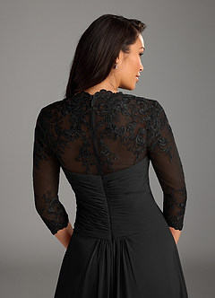 Azazie Devereaux Mother of the Bride Dresses Black A-Line Lace Chiffon Dress image3