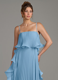 Azazie Alexia Bridesmaid Dresses Steel Blue A-Line Ruched Chiffon Dress image2