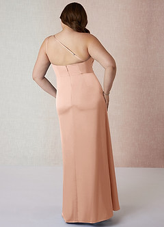 Azazie Mika Jurken voor bruidsmeisjes Jurk van Stretch Satijn met Kolom One-Shoulder Rosé Goud image9