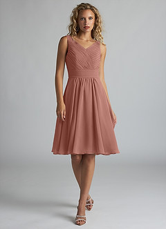 Azazie Grace Abiti da Damigella Abito A-Line in Chiffon Plissettato Cedro Rosa image1