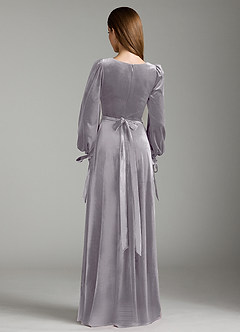 Azazie Leonia Bridesmaid Dresses French Lilac A-Line Long Sleeve Velvet Dress image7
