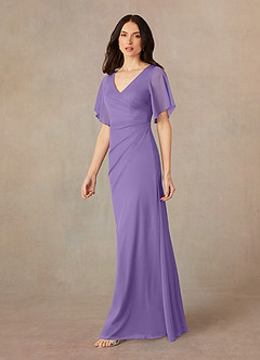Azazie Selah Mother of the Bride Dresses Tahiti A-Line V-Neck ruched Mesh Dress image2