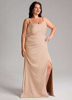 Azazie Deandra Bridesmaid Dresses English Rose Mermaid Pleated Stretch Satin Dress image10