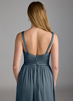 Azazie Chanel Bridesmaid Dresses Twilight A-Line Pleated Stretch Satin Dress image4