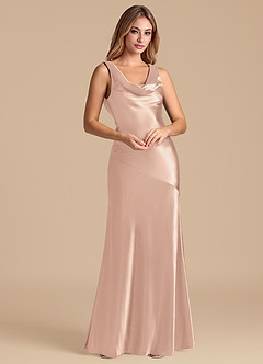 Azazie Rylina Bridesmaid Dresses English Rose Mermaid Metallic Satin Dress image4
