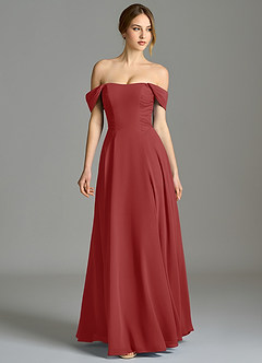 Azazie Oasis Bridesmaid Dresses Rust A-Line with Pockets Chiffon Dress image5