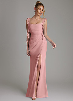 Azazie Jessamine Bridesmaid Dresses Dusty Rose Mermaid Corset Chiffon Dress image4