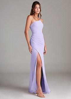 Azazie Eren Bridesmaid Dresses Lilac Sheath One Shoulder Chiffon Dress image4