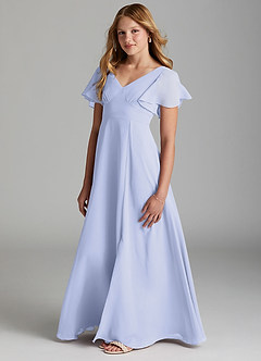 Azazie Kimber Junior Lavender A-Line Pleated Chiffon Dress image5
