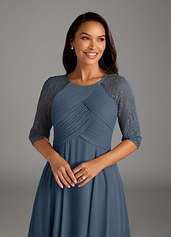Azazie Dorothea Mother of the Bride Dresses Neptune A-Line Scoop lace Chiffon Dress image4