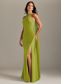 Azazie Kinsley Brautjungfernkleider Meerjungfrau-Linie Seitliche Cut-Outs Stretch-Satin Kleid Zitronengras image3