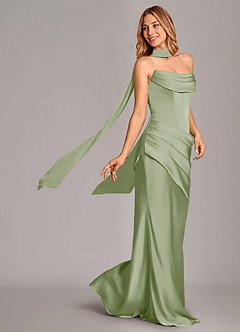 Azazie Pelagia Brudtärnklänningar Klä av Sjöjungfru i Stretch Satin Korsett Dusty Sage Konvertibel image1