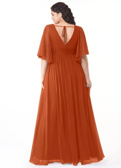 Azazie Temeka Robes de demoiselle d'honneur Robe Trapèze en Mousseline de soie Rayé Orange Brûlée image9