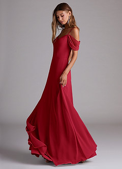 Azazie Marley Bridesmaid Dresses Scarlet A-Line Off the Shoulder Chiffon Convertible Dress image3