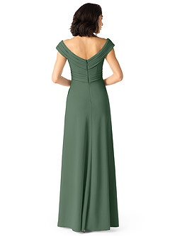 Azazie Evita Brautjungfernkleider A-Linie Schulterfrei Stretch-Krepp Kleid Eukalyptus image2