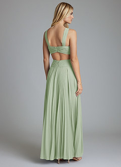 Azazie Hosanna Robes de demoiselle d'honneur Robe Trapèze en Mousseline de soie Plissée Vert Sauge image3