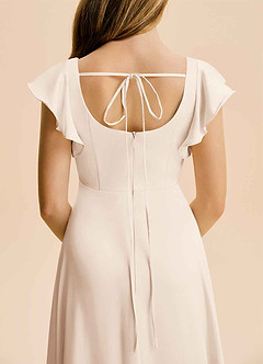 Azazie Bondi Junior White Alabaster A-Line Side Slit Stretch Satin Dress image6