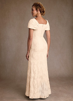 Azazie Amallia Moeder van de bruid jurken Zeemeermin Jurk van Bloemenjacquard Off the Shoulder Crème Jacquard image2