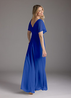 Azazie Alessa Mother of the Bride Dresses Royal Blue A-Line V-Neck Pleated Chiffon Dress image5