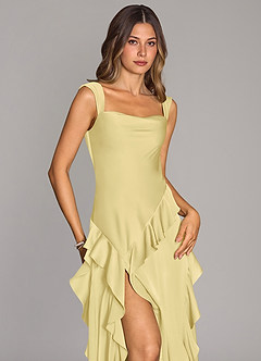 Azazie Sloane Bridesmaid Dresses Lemon Sorbet A-Line Sweetheart Neckline Stretch Satin Dress image5