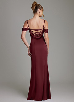 Azazie Nira Abiti da Damigella Abito Sirena in Raso Elasticizzato Corsetto Cabernet image8