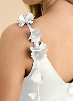 Azazie Gumdrop Junior White Empire Pleated Stretch Satin Dress image8