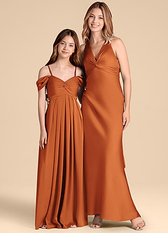 Azazie Kaitlynn Junior A-Linie Schulterfrei Stretch-Satin Kleid Kanel image3