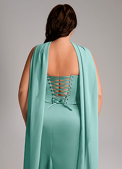 Azazie Sorrel Jurken voor bruidsmeisjes Converteerbaar Jurk van Stretch Satijn met Zeemeermin Strapless Aqua image11