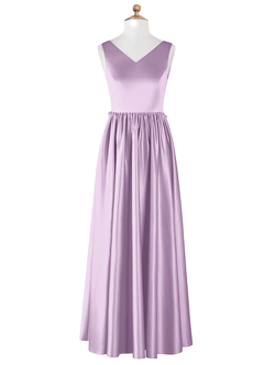 Azazie Hathaway Junior Frosted Lilac A-Line Bow Stretch Satin Dress image6