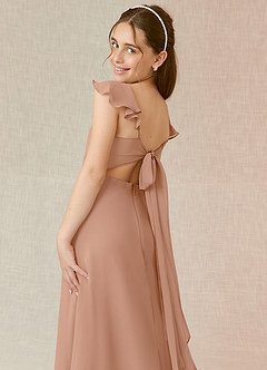Azazie Everett Junior Champagne Rose A-Line Chiffon Dress image7