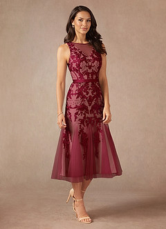 Azazie Herrin Mother of the Bride Dresses Burgundy Champagne Mermaid Lace Dress image1
