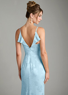 Azazie Larsa Bridesmaid Dresses Sky Blue Mermaid Ruched Floral Jacquard Burnout Dress image6