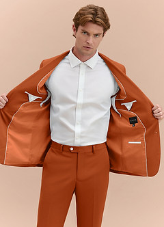 front James Burnt Orange Structured Stretch Suit Jacket