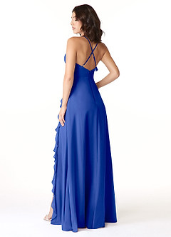 Azazie Tarni Brautjungfernkleider A-Linie Chiffon Kleid Königsblau image2