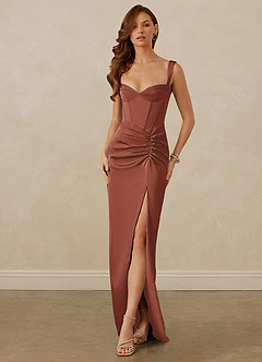 Christian Siriano Bridal for Azazie 1017 Bridesmaid Dresses Auburn Sheath Sweetheart Neckline Stretch Satin Dress image1