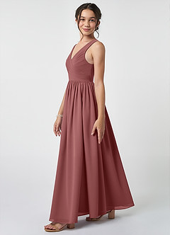 Azazie Keyla Junior Amethyst A-Line Pleated Chiffon Dress image3