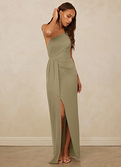 Christian Siriano Bridal for Azazie 1003 Bridesmaid Dresses Moss Green Sheath One Shoulder Chiffon Dress image3