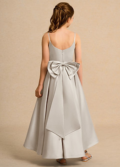 Azazie Sweets Junior Formal Flower Girl Dresses Frost A-Line Pleated Matte Satin Dress image2