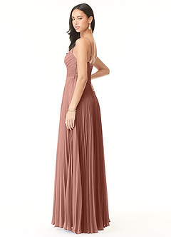 Azazie Vini Bridesmaid Dresses Cedar Rose A-Line V-Neck Pleated Chiffon Dress image4