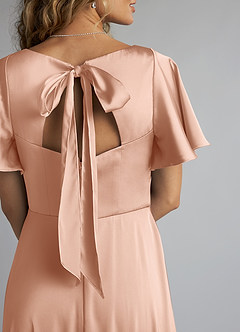 Azazie Kimber Brudtärnklänningar Klänning av A-Line i Stretch Satin Ruched Roséguld image5