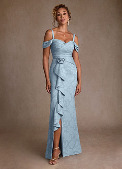 Azazie Irene Abiti per la Madre della Sposa Abito A-Line in Burnout Floreale a Spalla Scoperta Azzurro image3