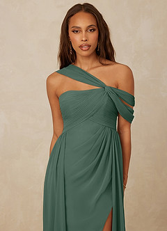 Christian Siriano Bridal for Azazie 1014 Bridesmaid Dresses Sea Moss A-Line Off the Shoulder Chiffon Dress image6