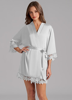 front Matching Color Satin Lace Robe