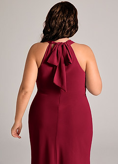 Azazie Doretta Bridesmaid Dresses Burgundy Mermaid Pleated Chiffon Dress image12