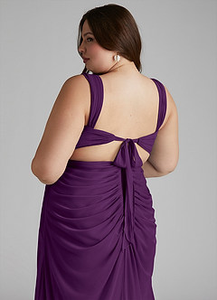 Azazie Jesaphine Bridesmaid Dresses Grape Sheath Ruched Mesh Dress image7
